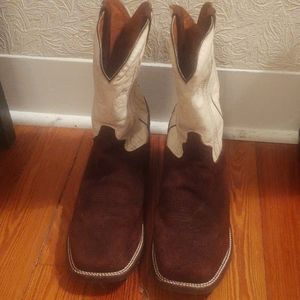 Brown suede Dan Post cowboys boots 12EE